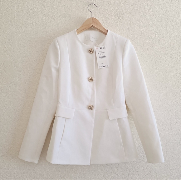 Zara fitted  blazer white Size M - Picture 16 of 16